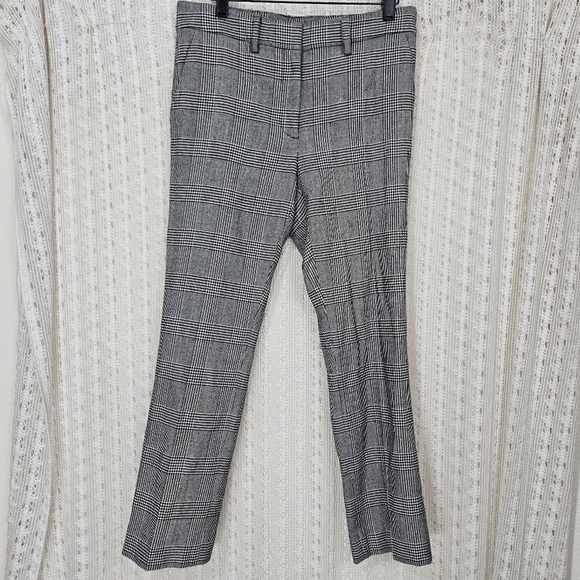 Frame Cropped Perfect Trouser Houndstooth Black White Size 4 - Picture 1 of 6
